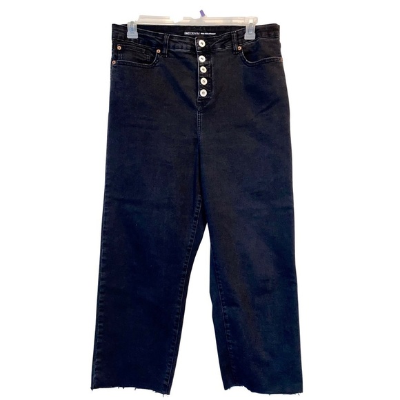 INC Vintage Wash Faded Black High Rise Exposed Button-Fly Jeans Size 16 - Picture 2 of 11